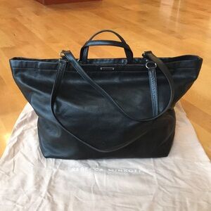 REBECCA MINKOFF | Large Black Leather Tote / Weekender Bag